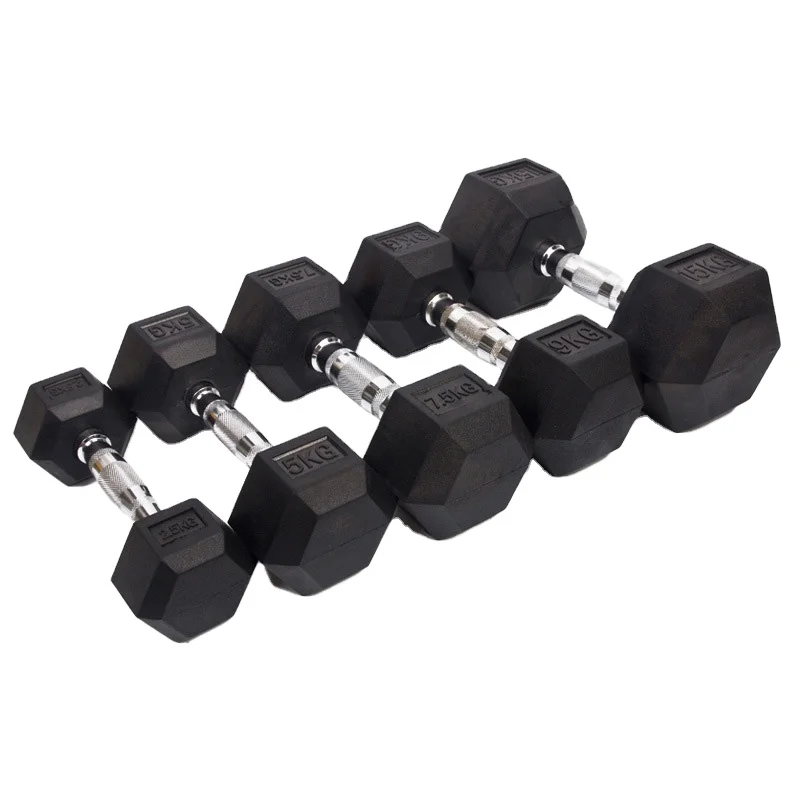 Ensemble d'haltères hexagonales de haute qualité pour la maison, en fer recouvert de caoutchouc, pour hommes, pour un entraînement optimal des bras