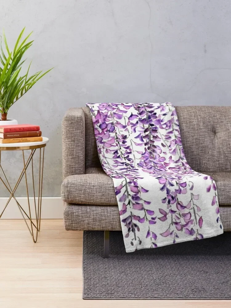 purple wisteriain bloom Throw Blanket