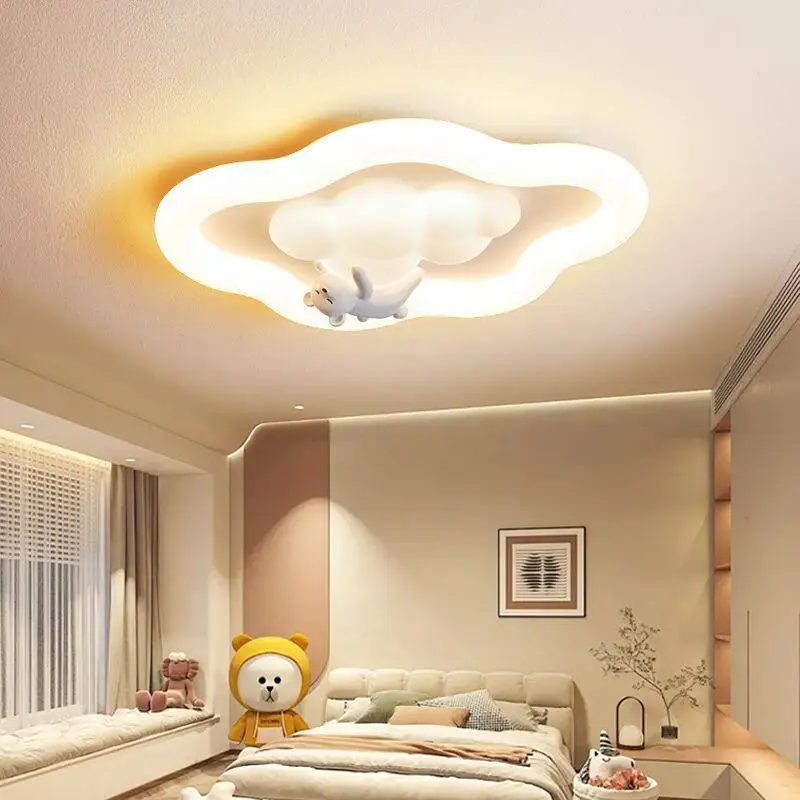 Children's room full spectrum cloud ceiling light, bedroom eye protection LED light, nursery cute cream embedded bracket 2026