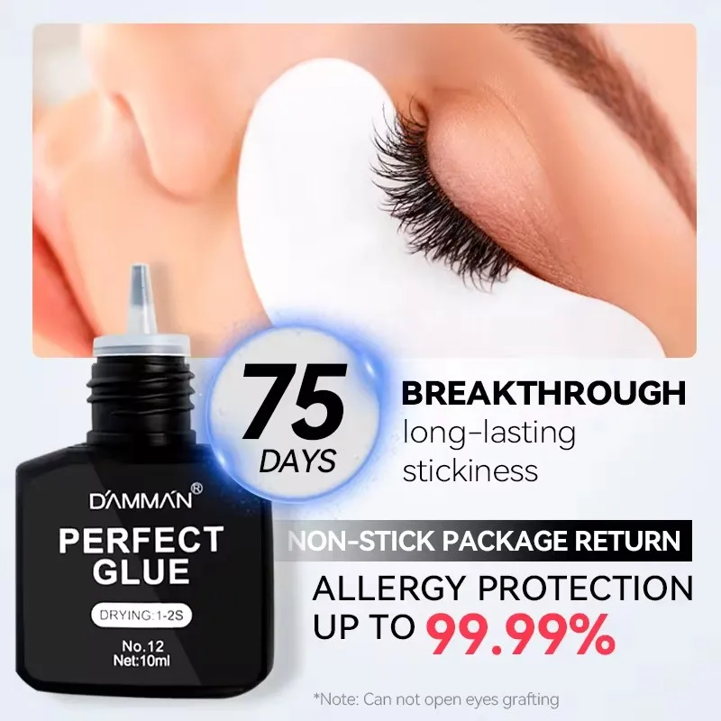 DAMMAN 10ml Perfect Glue Eyelash Glue 1Seconds Fast Drying Eyelashes Extension Low Smell Adhesive Retention Long Last Makeups
