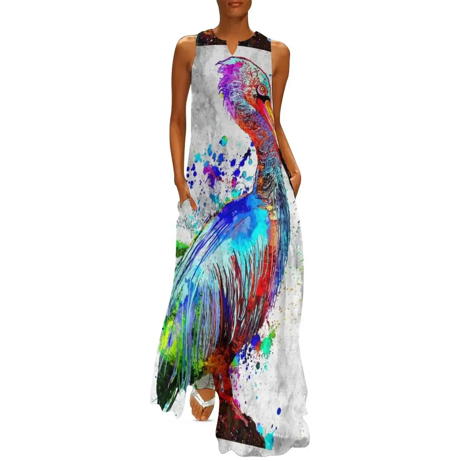 

Pelican Grunge Long Dress women's summer jumpsuit women evening dress Dress for pregnant women Evening dresses