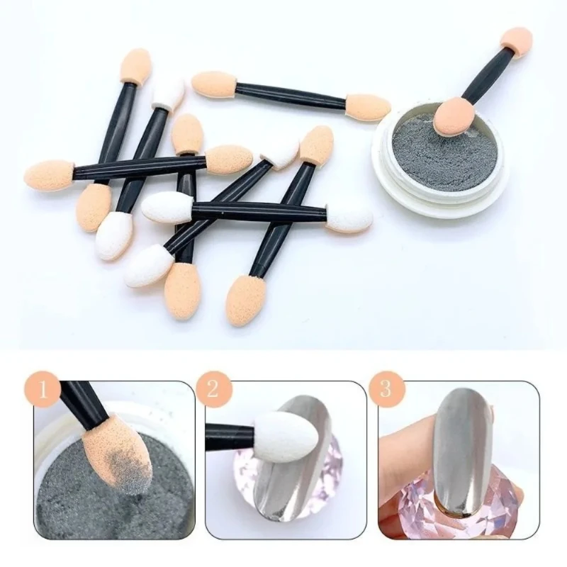 Niedliche 50er-Packung Einweg-Lidschatten-Schwammapplikatoren, doppelseitig mit Behälter, Make-up-Pinsel für Lidschatten