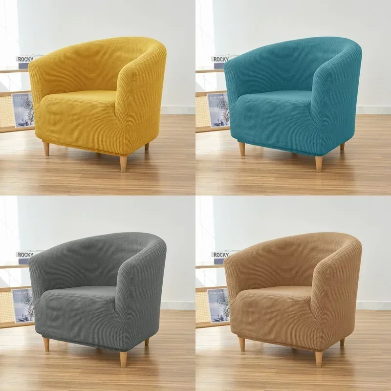 Polar Fleece Club Chair Cover Stretch Tub Chair Slipcovers Elastic Single Sofa Cover Armchair Covers for Study Bar Counter Home