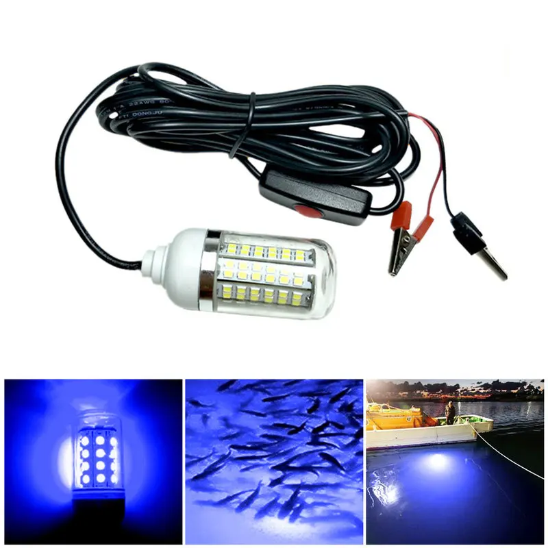 

Ip68 12V LED Fishing Light 100W Lure Fish Finder Lamp 108leds 2835 SMD Attracts Prawns Squid Krill 4 Colors Underwater Lights