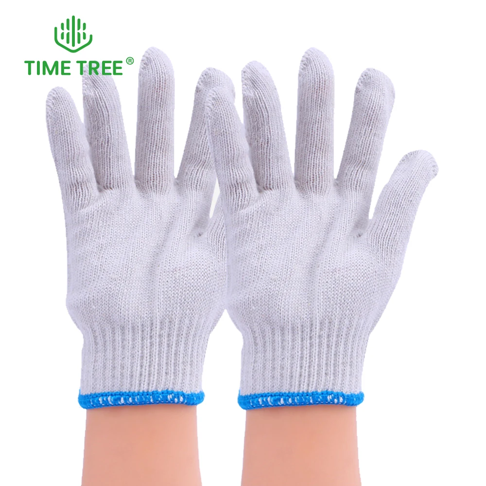 

10Pairs White Blue Cotton Work Gloves for Dry Hands Handling Gloves Household Cleaning Tools Yarn Industrial Warehouse Gardening