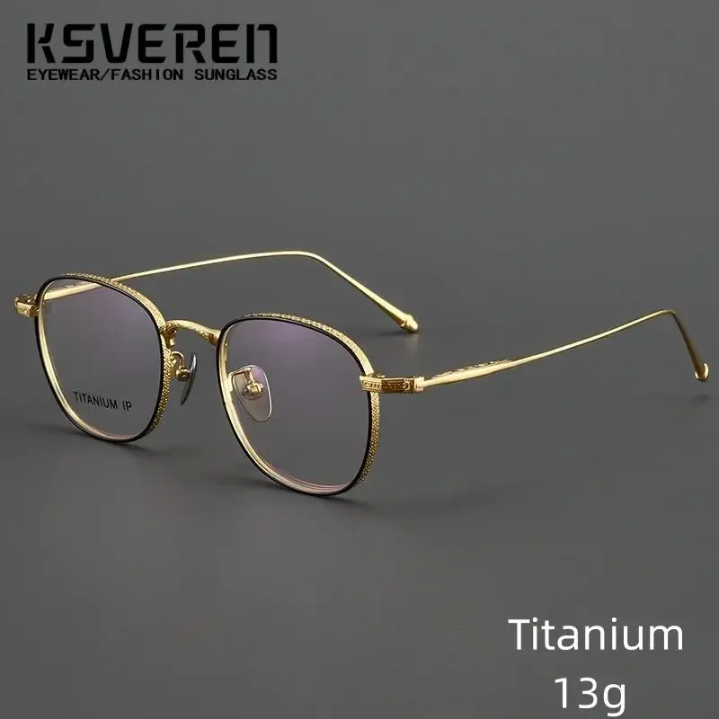 KSVEREN модные роскошные очки для чтения в стиле ретро, удобные очки из чистого титана, деловые очки по рецепту, оправа для мужчин и женщин