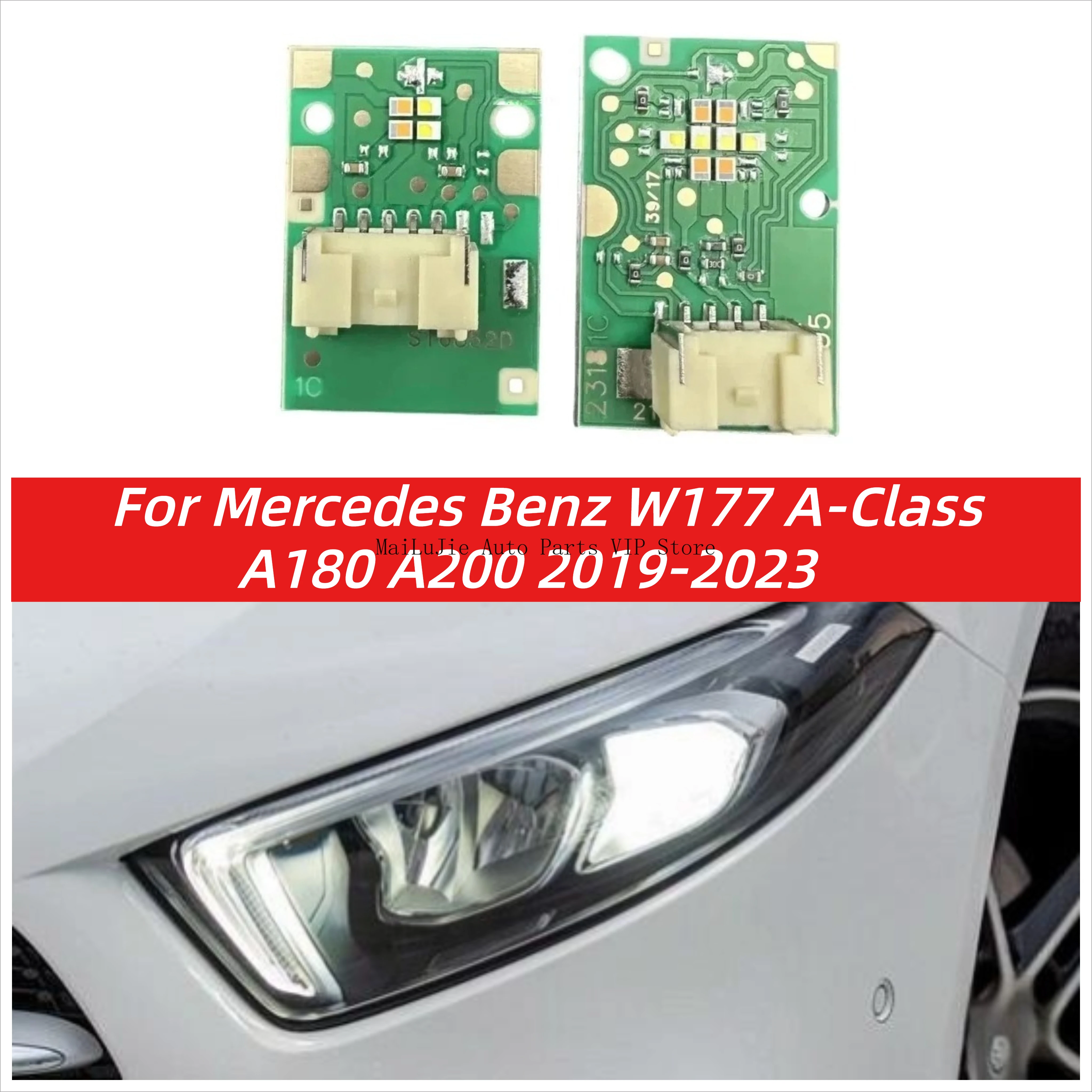 

White light For Mercedes Benz W177 A Class A180 A200 2019-2023 White Headlight DRL PCB Chip Board Daytime Running Light DRL Chip