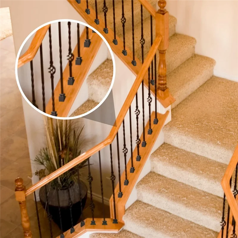 BAAR-For Staircase For Use With 1/2 Inch 48 Pack Iron Baluster Shoes Square Iron Balusters Wrought Spindles Slant Shoes #3
