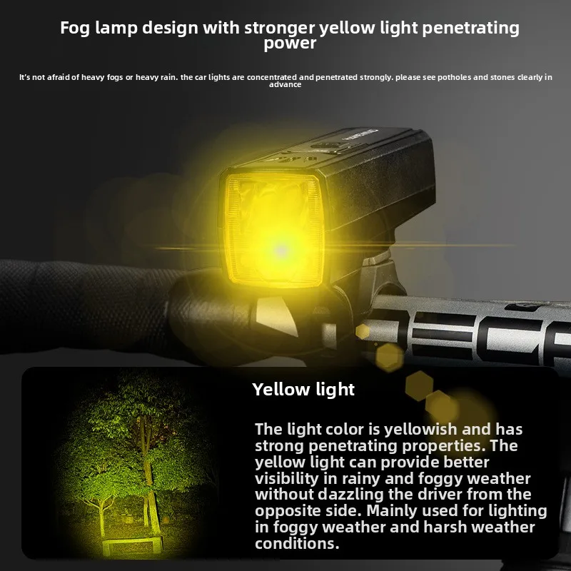 Bicycle Light 2000Lumens Front Light Bicycle Flashlight Headlight Waterproof  Type-C Rechargeable Battery Level Display MTB Lamp
