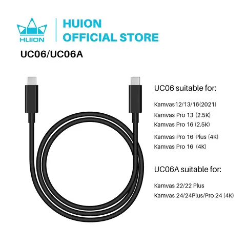 Huion UC06 / UC06A 전체 기능 USB-C USB-C 케이블 USB 3.1 Kamvas 13 / Kamvas 22 / Kamvas 22 Plus