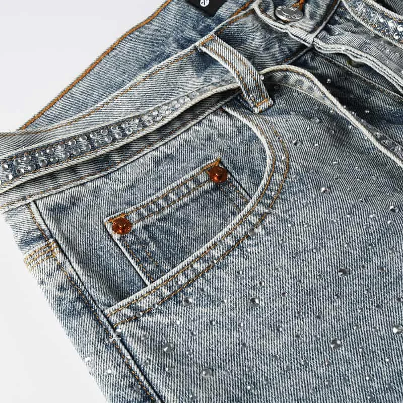 2025 nova moda pu diamante-incrustado em linha reta cintura alta jeans masculino retro rua solta casual calças de perna larga