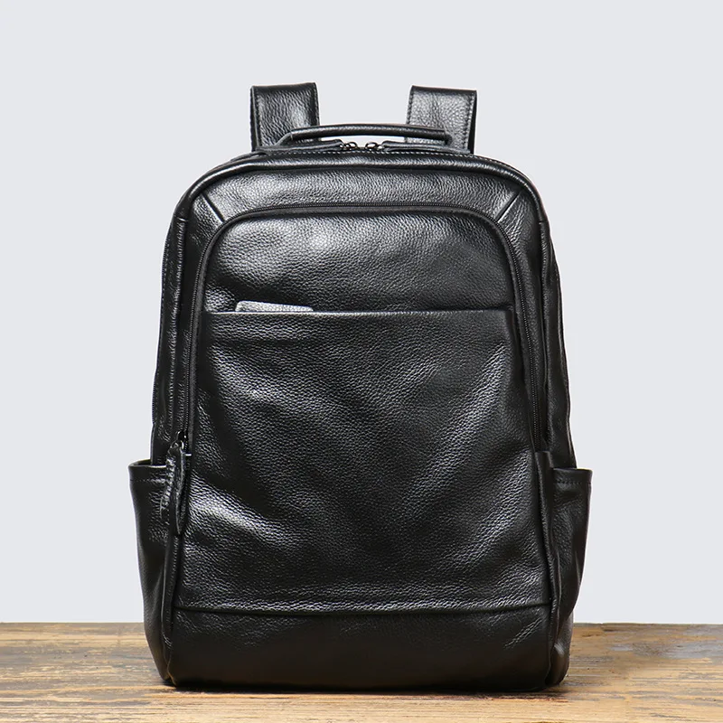 

High Quality A4 Vintage Black Brown Large Capacity Top Grain Genuine Leather 14'' Laptop Women Men Backpack Travel Bag M0825