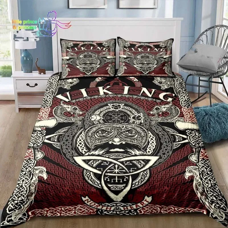 Viking Pattern Nordic Mythology Raven Bedding Set Single Twin Full Queen King Size Bed Set Adult Kid Bedroom 3D Print