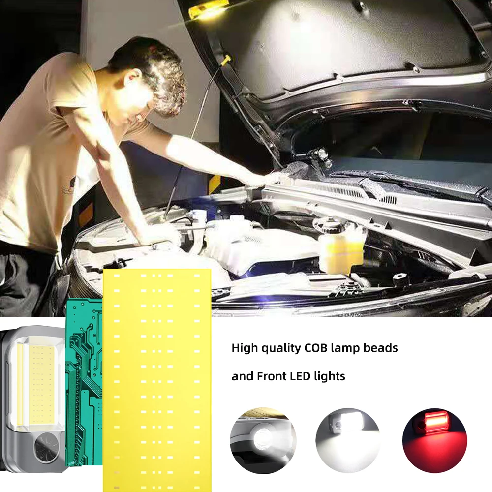 USB Rechargeable Powerful XPG+COB Work Light Car Garage Mechanic Lamp  Flashlight Magnetic Torch Portable Emergency Lights