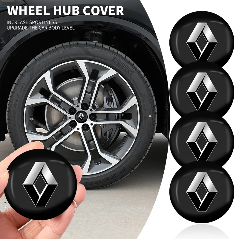 4Pcs 56mm Aluminum Emblem Car Wheel Center Hub Caps Sticker For Renault RS Koleos Captur Kadjar Megane Clio Twingo Scenic