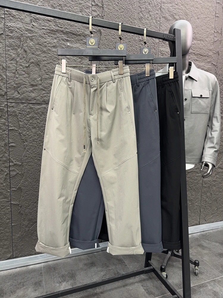 

Svip Men's Faionable Pure Color Cool Feeling Breathable Loose Straight Leg Pants Spring Summer Casual Trousers