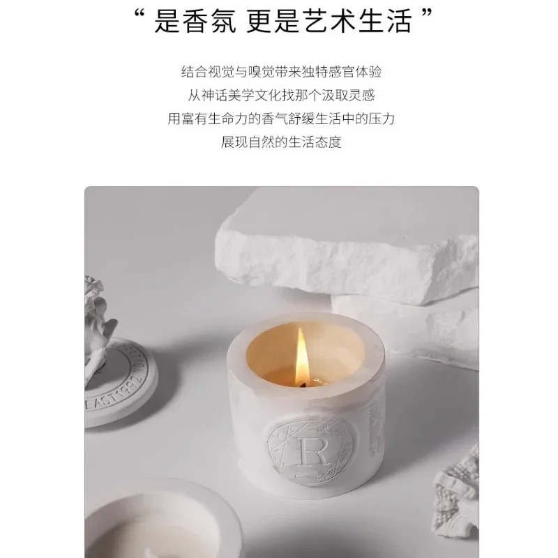 Statue Aromatherapy Candle Essential Oil Soybean Wax Aromatherapy Creative Gypsum Fragrance Cup Expanding Fragrance with Hand Gi