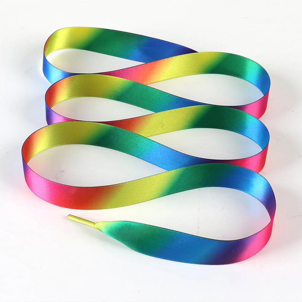 زوجان من أربطة الأحذية المصنوعة من البوليستر الملون بتصميم مسطح بألوان قوس قزح مثالية للأحذية الرياضية وربطة أحذية مطبوعة لامعة #4