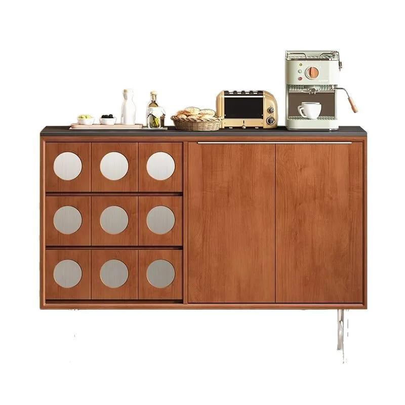 

Solid wood rock slab dining side cabinet, living room locker, large-capacity locker, integrated wall tea cabinet