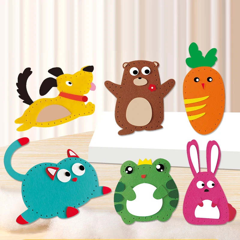 6pcs/lot Animals Sewing Kit for Beginner Kids Arts & Crafts DIY Sewing Toy Birthday Gift For Girls Felt Animals Craft Sewing Kit