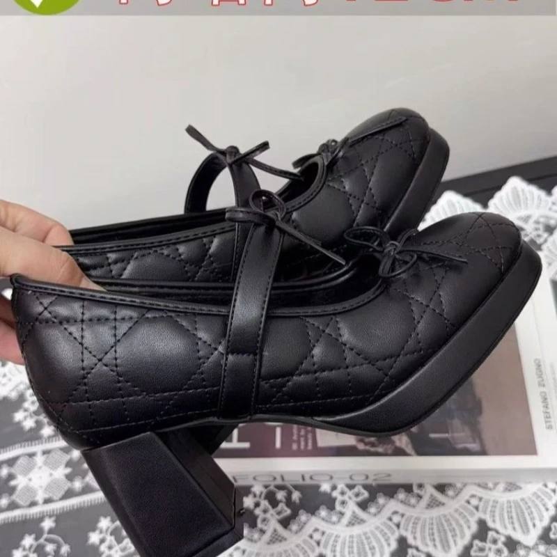 

Coarse Heel, Round Toe, Shallow Toe, Slimming, Fashionable, Versatile, Comfortable, Anti-slip, Breathable Women's Single Shoes