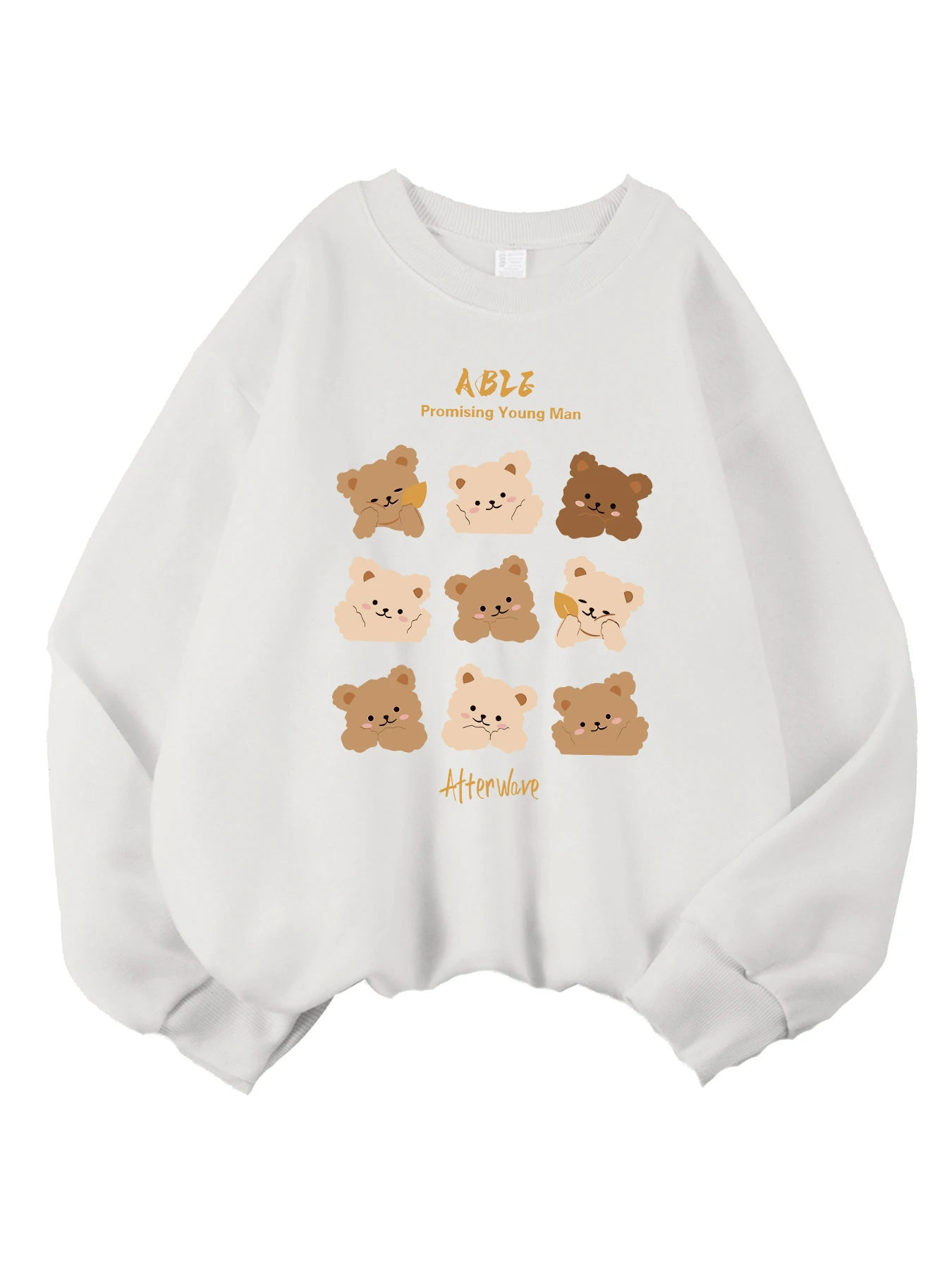 Golf Schattige Beren Print Vrouwelijk Sweatshirt Street Fashions Truien Fleece Herfst Oversized Soft Tops Casual Crewneck Kleding