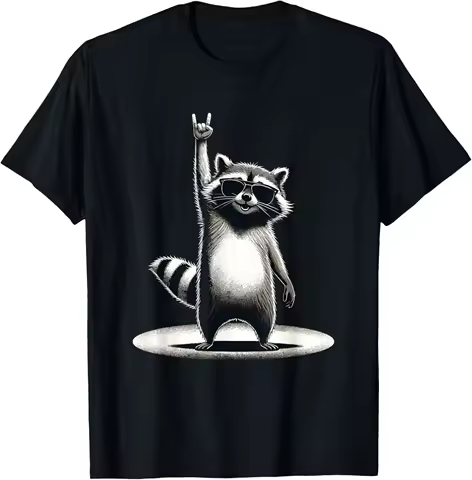Retro Raccoon Rock Music Gift Men Kids Women Funny Raccoon T-Shirt Custom Printed Graphic T Shirts Funny Shirt Camiseta