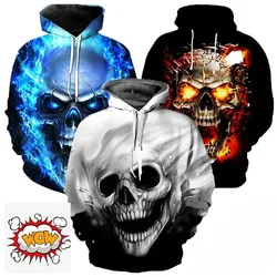 Unisex Fashion Causal Nylon Hooded Sweatshirts Popular 3D Printed Hoodie Loose Pullover Long Sleeve Shirt Cool Skull Hoodie 6XL