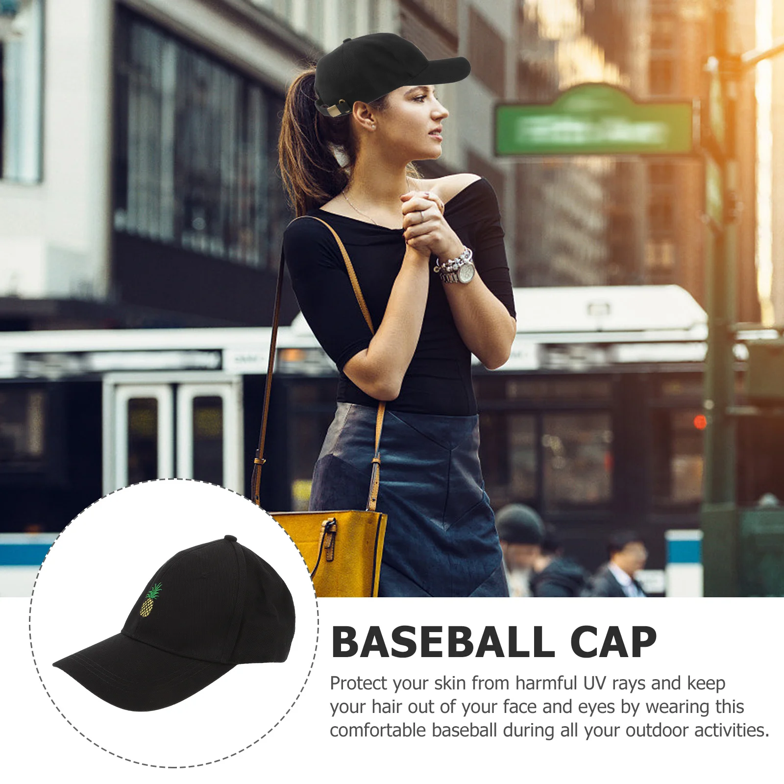الأناناس التطريز حك القطن الأسود بلغت ذروتها قبعة البيسبول الانظار قابل للتعديل في الهواء الطلق قبعة الشمس الأناناس بلغت ذروتها
