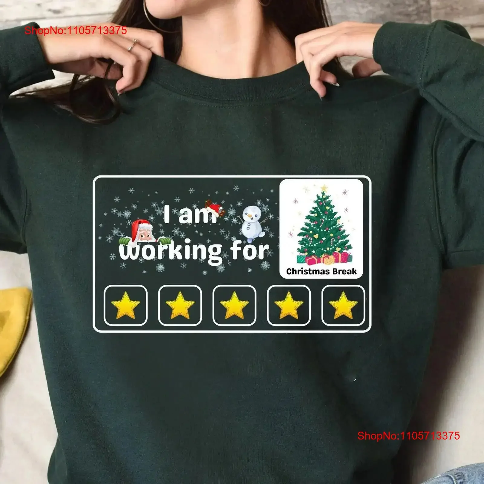 I Am Working For Christmas Break SweaT T Shirt 5 Stars Xmas Tree Special Education Teacher Ugly vintage Washed Stylish