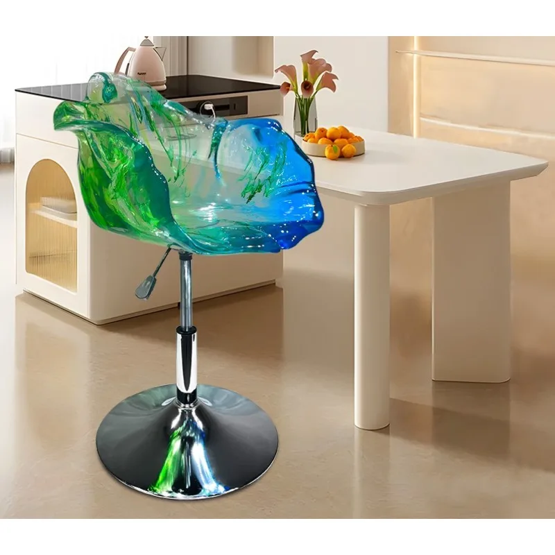 Customized light luxury petal transparent chair that can be lifted and rotated for high-end dining and home use