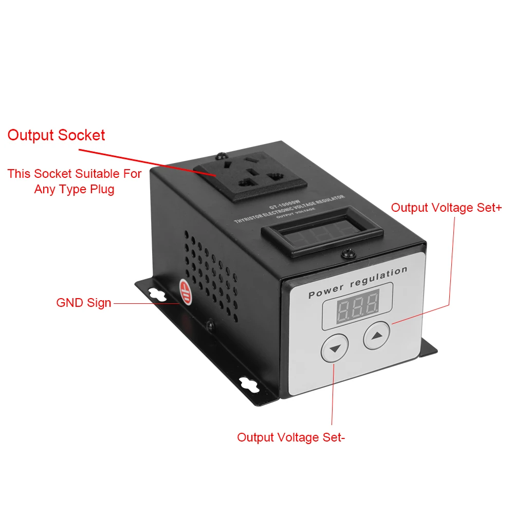 Imagem -06 - Scr Regulador Eletrônico de Tensão Temperatura Ajuste de Energia Dimmer Termostato Controlador de Velocidade Preto ac 220v 10000w