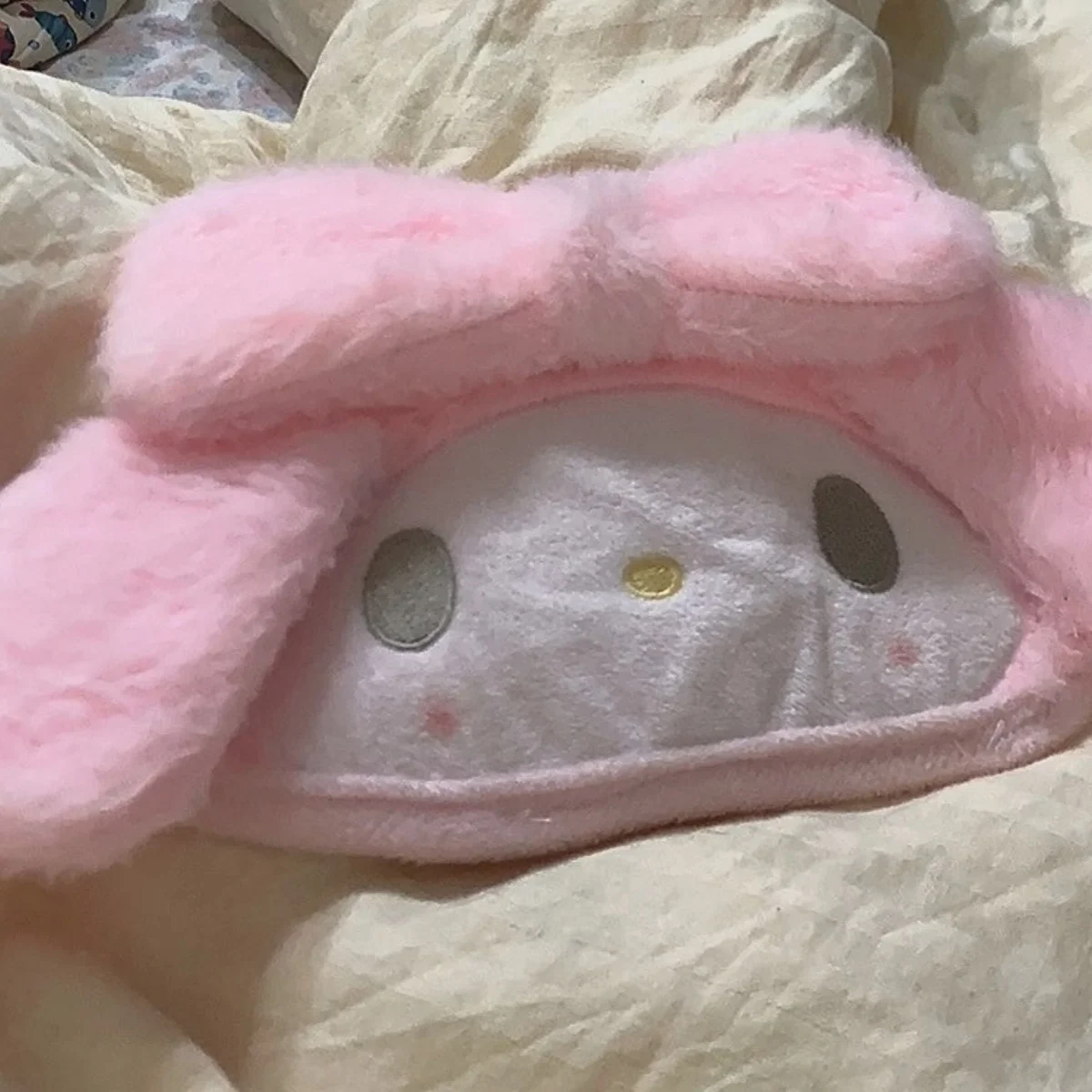 Sanrio My Melody Big Bow Drooping Rabbit Ears Elasticity Plush Eye Mask Light Blocking Eye Protection Travel Business Trip Rest