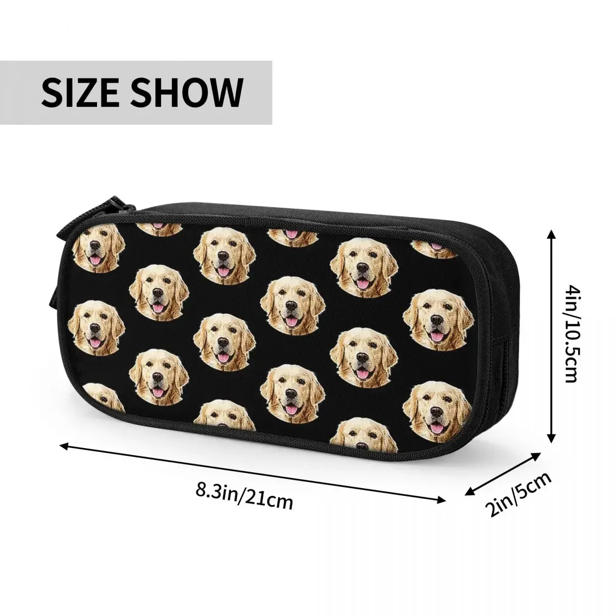 Funny Golden Retriever Face Portrait Pencil Cases Large Capacity Pen Bags Pen Box Pencil Pouch For Boys Girls Stationery School