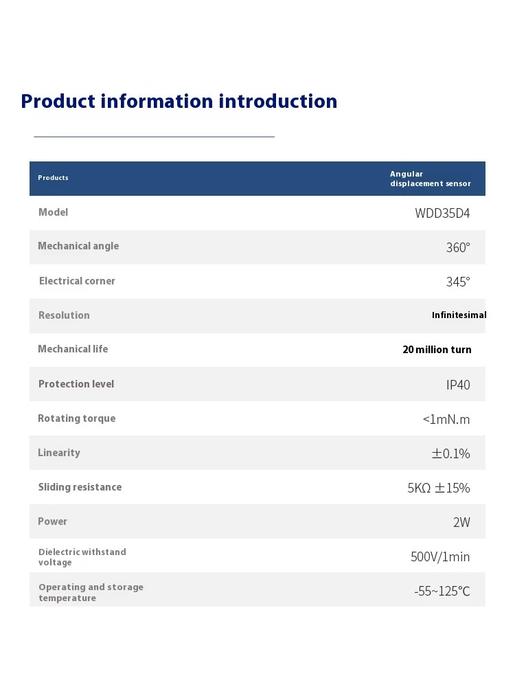 WDD35D4 angle sensor angular displacement inverted pendulum linear value 0.1% conductive plastic potentiometer 5k resistance