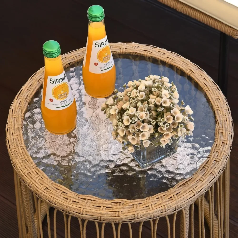 SET DI MODELLI PATIO DA 3 PEZZI, COMBINAZIONE WICKER DA Esterno DIVANO A L