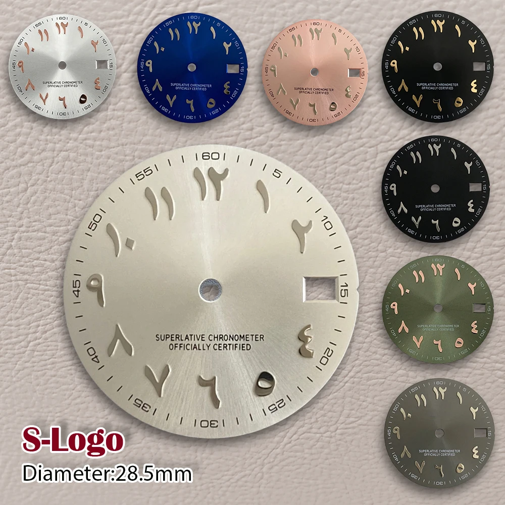 28.5mm S Logo Dial NH35/36/4R Dial Arabic Numerals Dial Automatic Movement Single Calendar Watch Accessories Repair tools ﻿