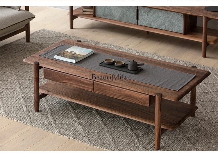 

LD33-*Small apartment solid wood coffee table living room household wabi-sabi tea table