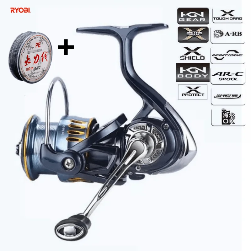 

New RYOBI Fishing Reel Full Metal Spool Grip Saltwater Freshwater Suitable for Any Fish Species Fishing Line Spinning Reel