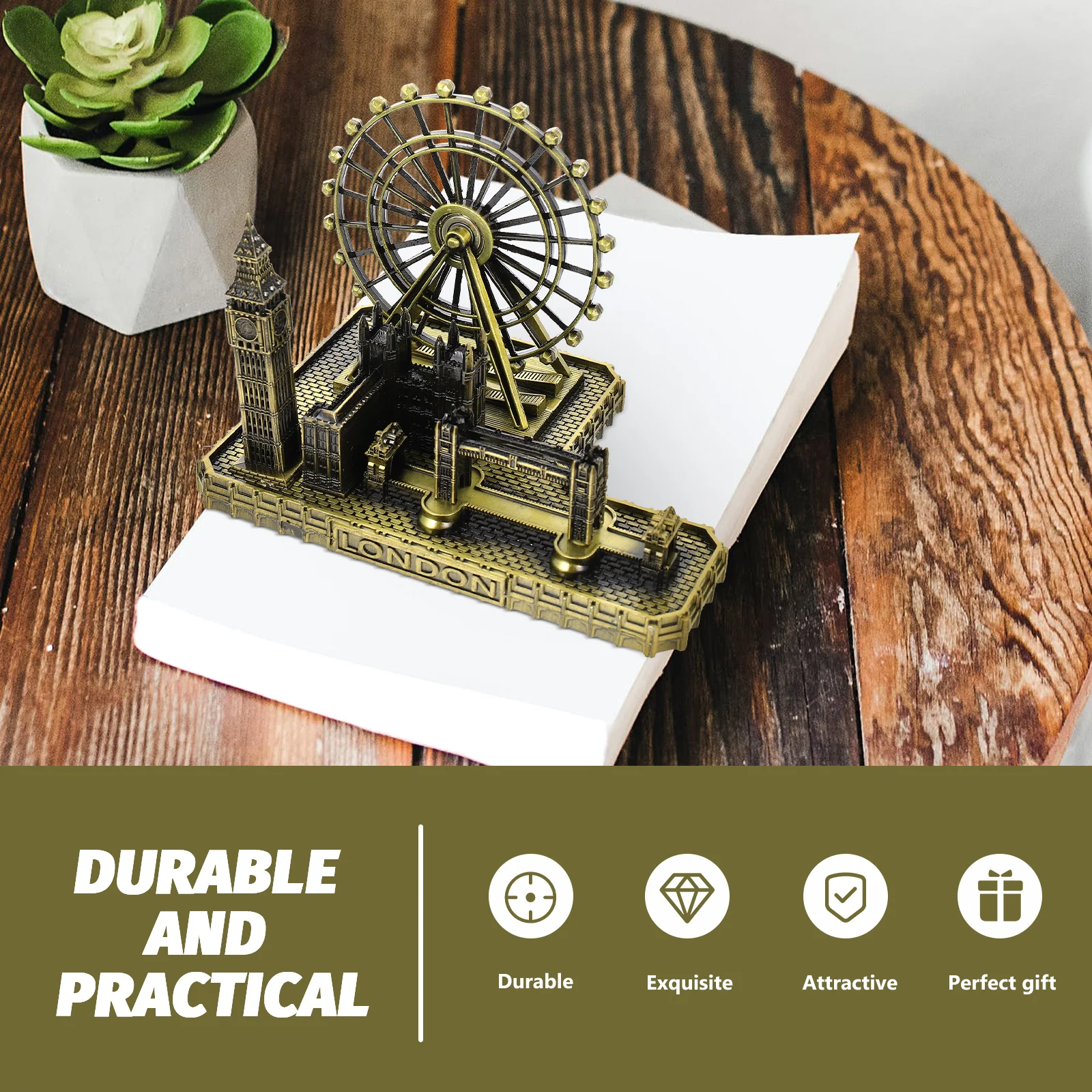 

Metal Big nament London Model Famous Buildings Decor Miniature Alloy Glow Artistic Design