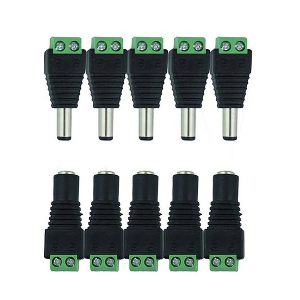 5Pcs Dc Power Connectors 12V Male Female Screw Terminal Bare Wire LED Strip Light Cctv Camera Video Supply Electronic Recorder
