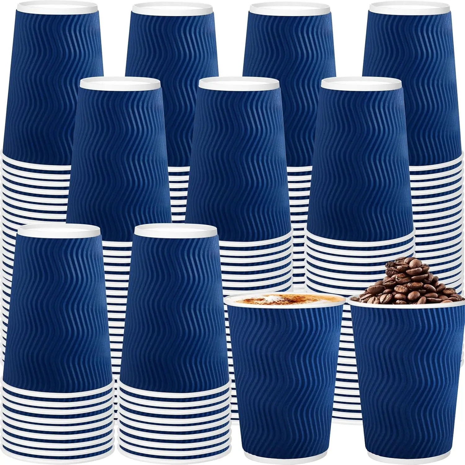

120 Pack Paper Coffee Cups, 12 oz Disposable Coffee Cups,Corrugated Insulated Wall, Paper Cups for