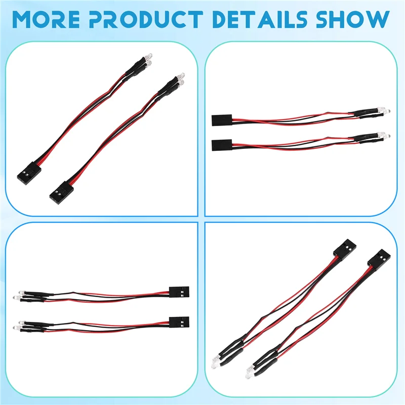 YSUN-2Pcs 2 LED lumières phares pour 1/24 RC voiture sur chenilles axiale SCX24 90081 AXI00001 AXI00002 pièces de mise à niveau