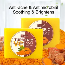 AILKE Turmeric Clean Soap, Deeply Cleaning, Exfoliate, Soft & Smooth Skin, Brighten Whiten Wash Bar, for Body and Face Use