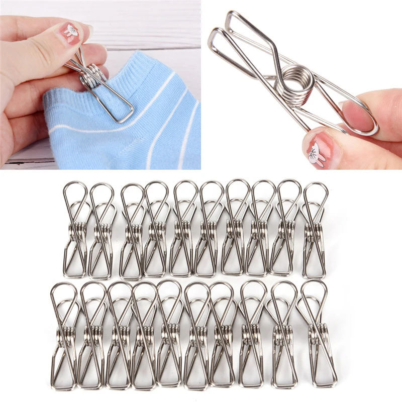 

28Pcs/set Stainless Steel Clothes Pegs Hanging Clothes Pins Beach Towel Clips Household Bed Sheet Clothespins Wholesale