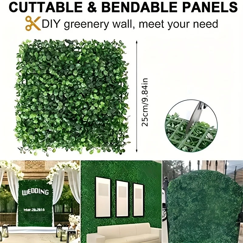 20pcs Artificial Boxwood Green Hedge Panels Privacy Fence Decor for Balcony and Courtyard Realistic Plastic Grass Wall Backdrop