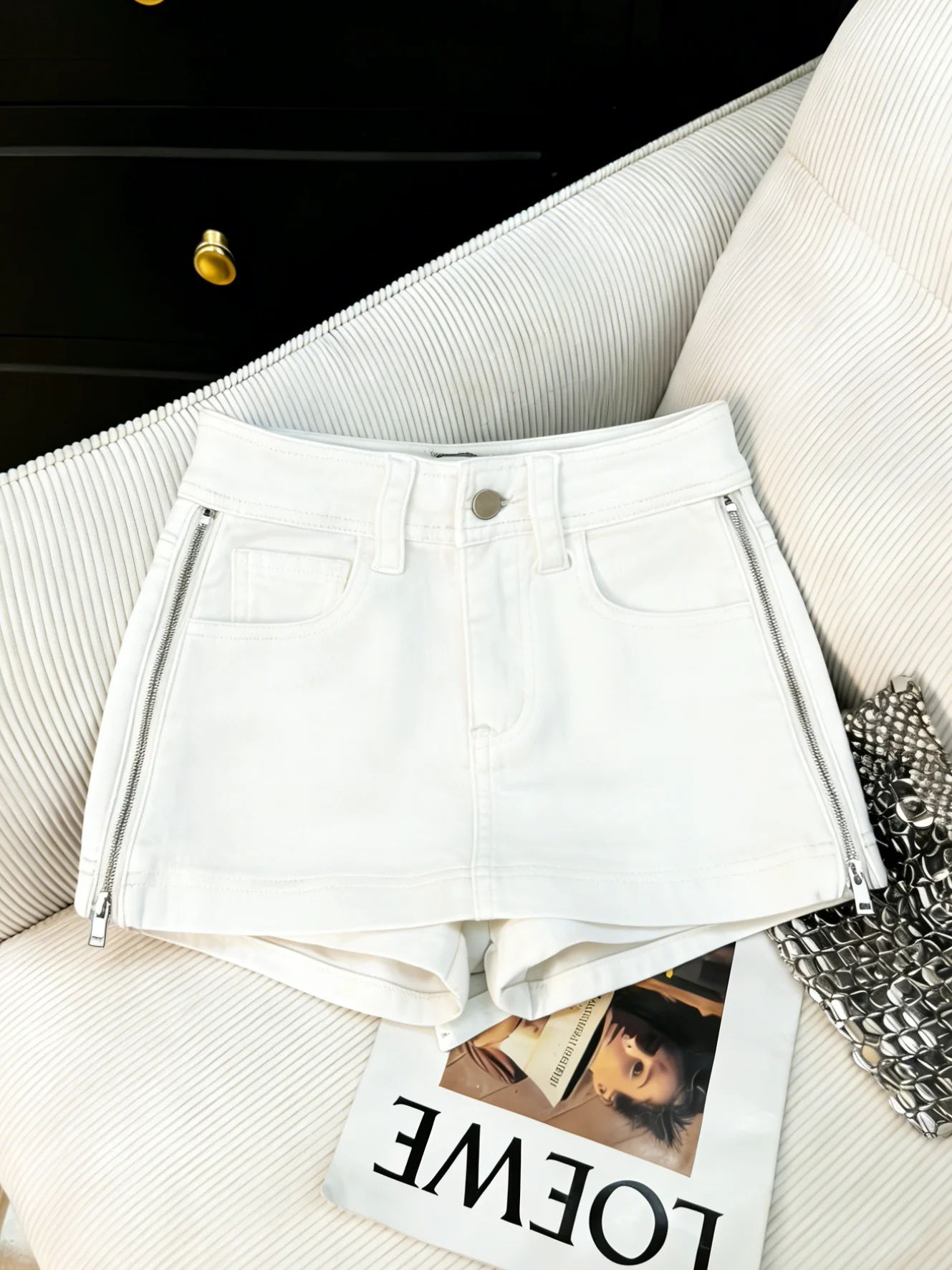 Retro High Waist Side Zipper Denim  Skirt Women's Summer New Design Slimming Sexy Anti-Light Tight Fit Skirt Pants