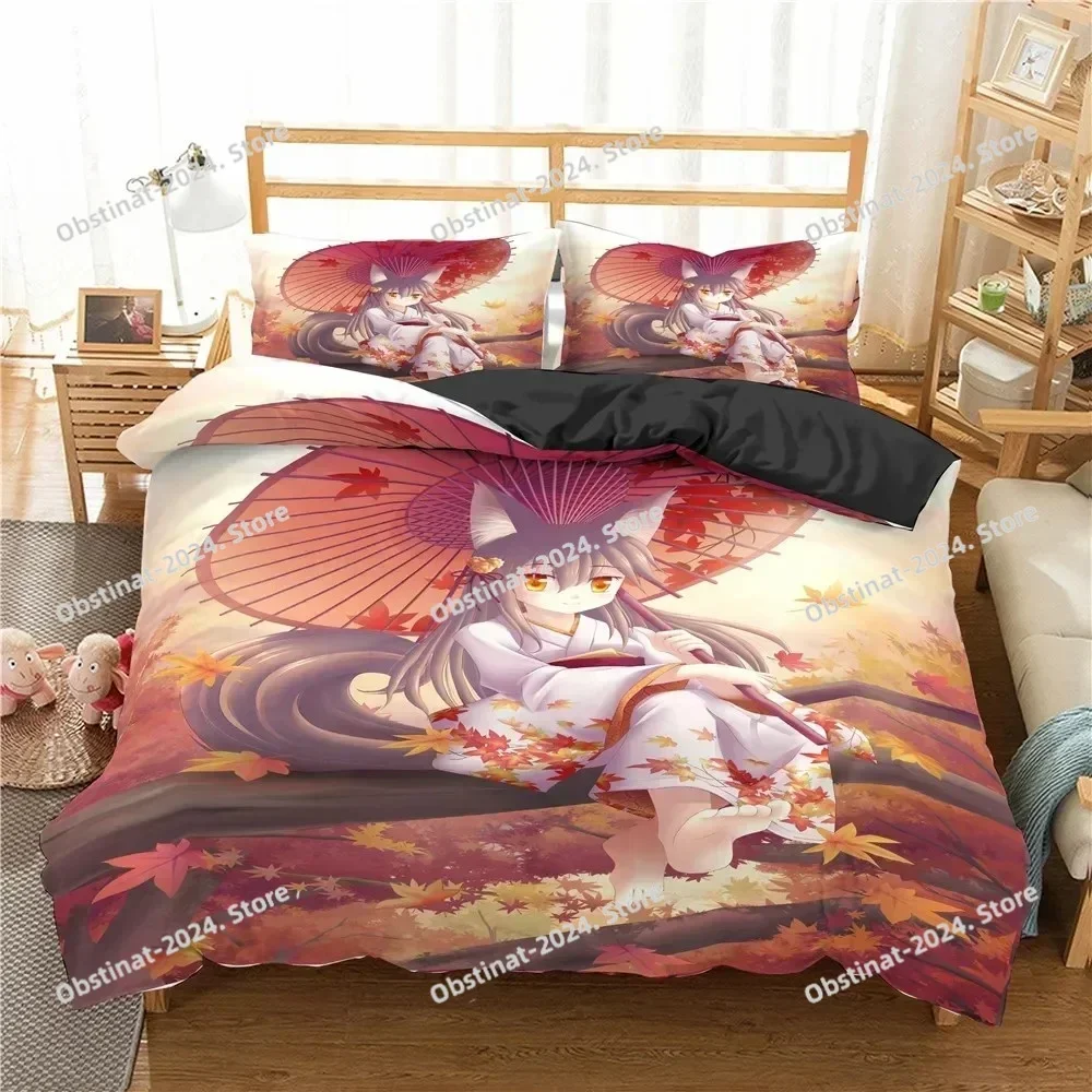 

Lovely Anime Girl Bedding Set Kawaii Bed Linen Quilt Duvet Cover Sets Home Decor Single Queen King Size Gift Cute Cartoon Gift