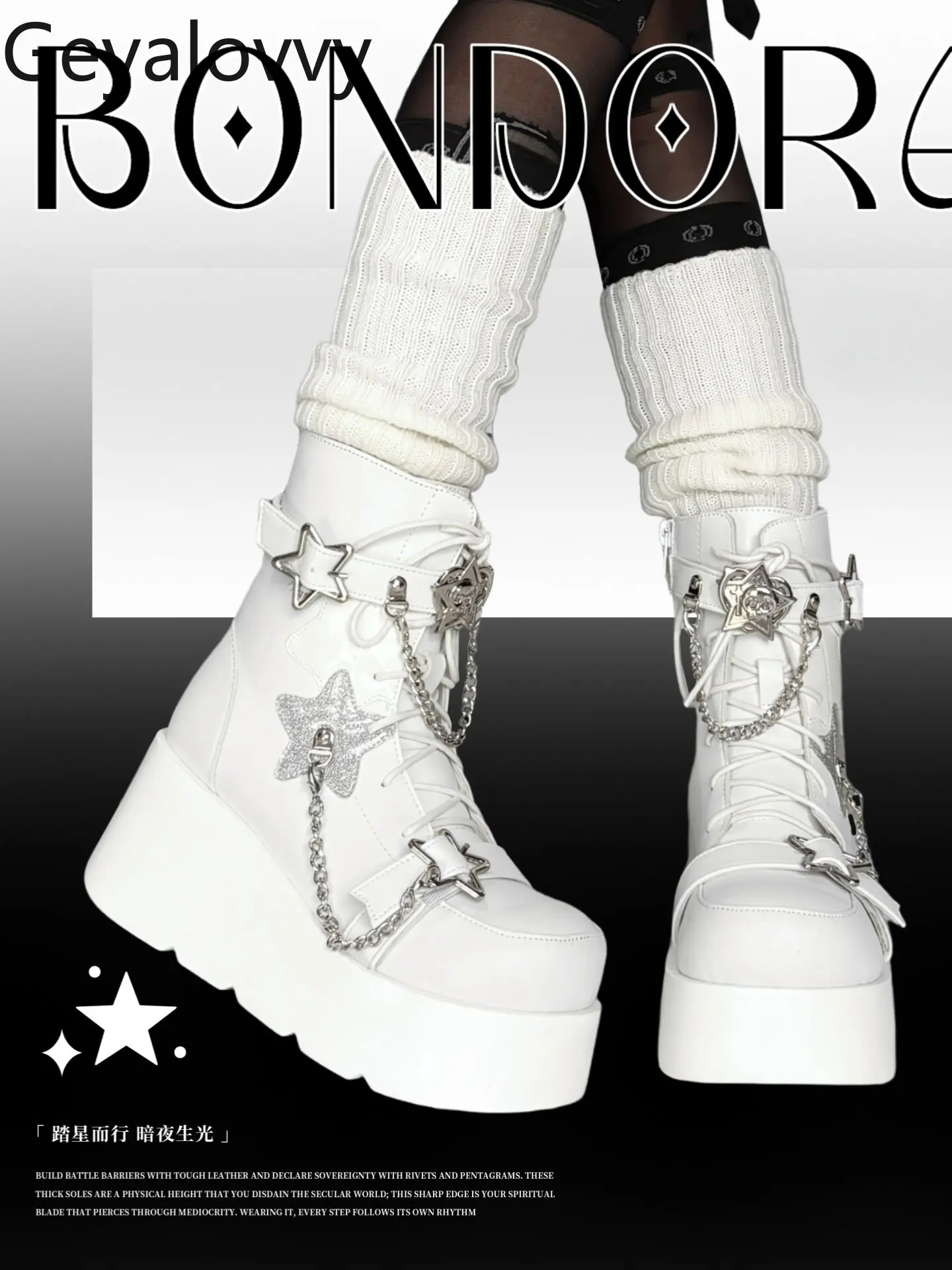 

Japanese Original Design Punk Style Thick Sole Knee Socks Boots Y2k Subculture Sweet Cool Hot Girl Lolita Girl Short Boots