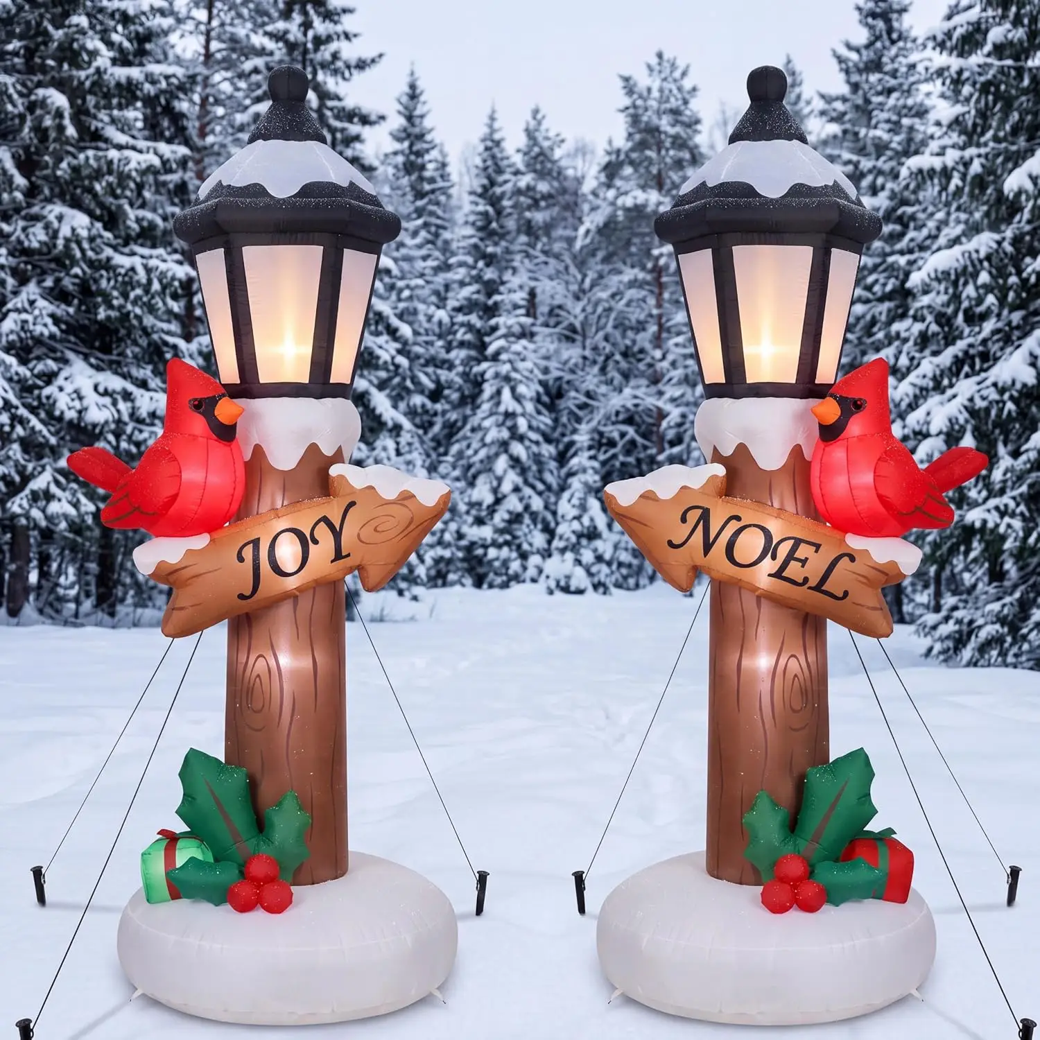 Inflatable Christmas Lighted Lamp Post, 2 Pack 6 ft Outdoor Holiday Decorations